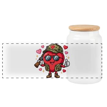 Chasse drôle à la Saint-Valentin pour les hommes - Boîte à biscuits avec couvercle en bois - blanc - Devant