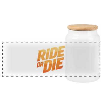 RIDE OR DIE – Aventure sur l’asphalte - Boîte à biscuits avec couvercle en bois - blanc - Devant