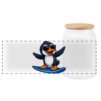Cool Penguin Surfer Sports nautiques Soleil d’été - Boîte à biscuits avec couvercle en bois - blanc - Devant