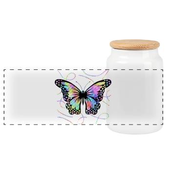 Schmetterling - Panorama Keksdose mit Holzdeckel - Weiß - Vorne