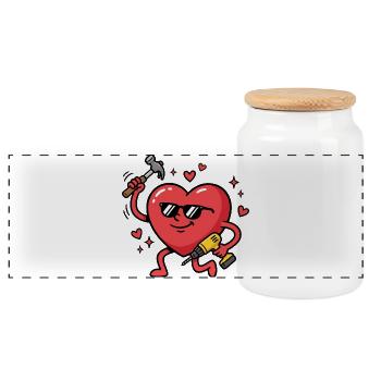 Funny Valentine's Day greeting for men: carpenters, - Panoramic Cookie Jar with Wooden Lid - white - Front