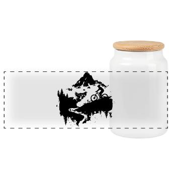 Mountain Bike Lover Sketch - Panoramic Cookie Jar with Wooden Lid - white - Front