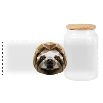 Sloth Morning Grouch Lazy Cute Sloths - Panoramic Cookie Jar with Wooden Lid - white - Front