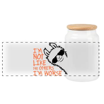 Lunettes de soleil Lama Pas Comme les Autres, Je suis Pire - Boîte à biscuits avec couvercle en bois - blanc - Devant