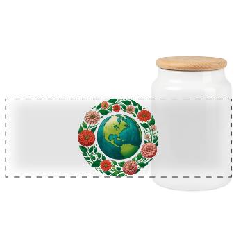 Anneau de la Terre en Fleurs - Boîte à biscuits avec couvercle en bois - blanc - Devant
