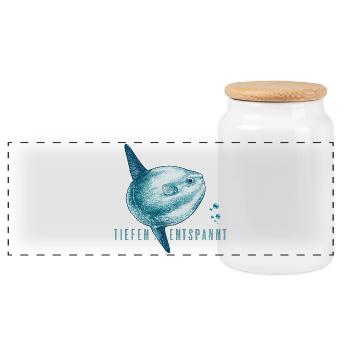 Profondément détendu – Mola Mola Sunfish - Boîte à biscuits avec couvercle en bois - blanc - Devant