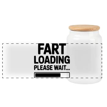 Fart Loading Please Wait... - Panoramic Cookie Jar with Wooden Lid - white - Front