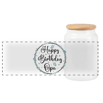 Happy Birthday Grandpa - Panoramic Cookie Jar with Wooden Lid - white - Front
