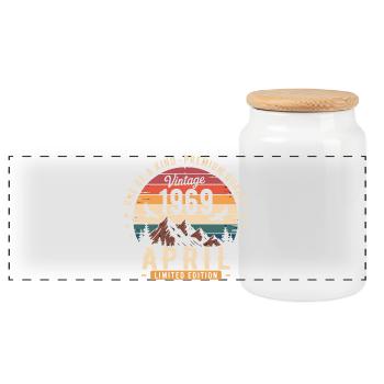 Millésime Anniversaire Avril 1969 April 1969 - Boîte à biscuits avec couvercle en bois - blanc - Devant