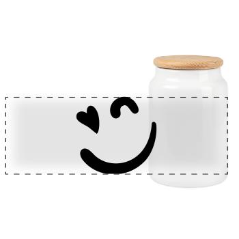 Logo Beacon – Rose néon - Boîte à biscuits avec couvercle en bois - blanc - Devant