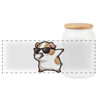 Dabbing guinea pig spotted - Panoramic Cookie Jar with Wooden Lid - white - Front