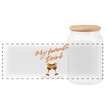 My Favorite Drink Next - Panoramic Cookie Jar with Wooden Lid - white - Front
