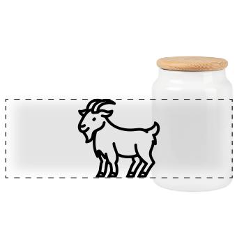 goat - Panoramic Cookie Jar with Wooden Lid - white - Front