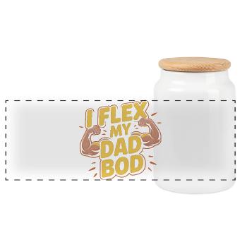 I Flex My Dad Bod - Funny Dad & Fitness Design - Panoramic Cookie Jar with Wooden Lid - white - Front