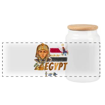 Pharaon égyptien vintage avec drapeau et pyramides - Boîte à biscuits avec couvercle en bois - blanc - Devant