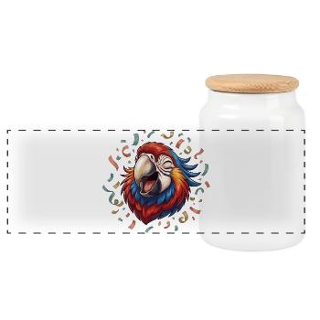 Confettis de perroquet heureux - Boîte à biscuits avec couvercle en bois - blanc - Devant