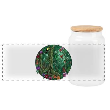 Peinture circulaire de la jungle tropicale - Boîte à biscuits avec couvercle en bois - blanc - Devant