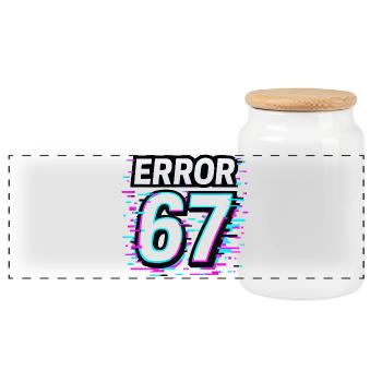 Error 67 Six Seven Glitch Cyber Meme Geschenkidee - Panorama Keksdose mit Holzdeckel - Weiß - Vorne