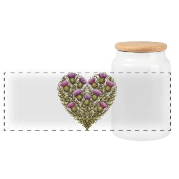 Thistle Heart Botanischer Druck - Panorama Keksdose mit Holzdeckel - Weiß - Vorne