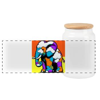 Elefant mit Wolke und Wolken - Panorama Keksdose mit Holzdeckel - Weiß - Vorne