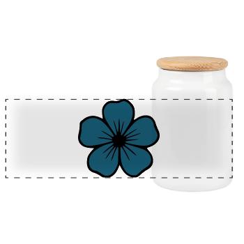 Hibiscus Blossom Dark Blue Flower Gift - Panoramic Cookie Jar with Wooden Lid - white - Front