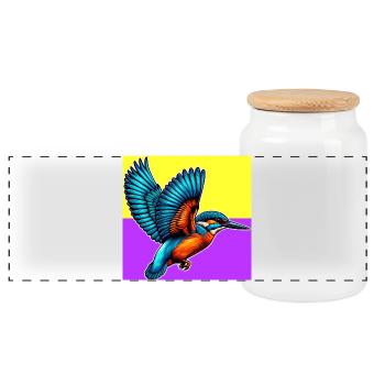 martin-pêcheur - Boîte à biscuits avec couvercle en bois - blanc - Devant