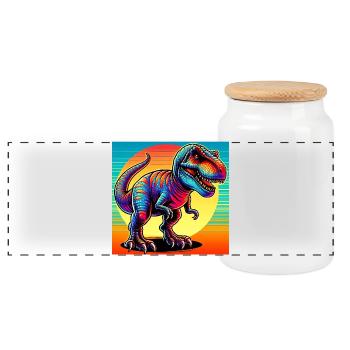 Dinosaurier - Panorama Keksdose mit Holzdeckel - Weiß - Vorne