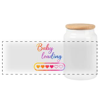 Baby loading herz - Panorama Keksdose mit Holzdeckel - Weiß - Vorne