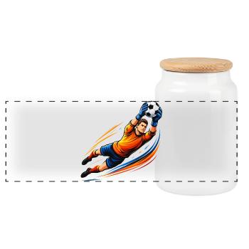 Gardien de but Maillot de gardien de football sauve Soccer - Boîte à biscuits avec couvercle en bois - blanc - Devant