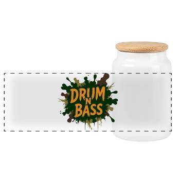 Drum N Bass Splash - Boîte à biscuits avec couvercle en bois - blanc - Devant