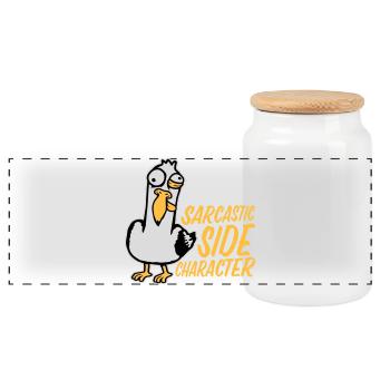Verrückte Möwe Sarcastic Side Character Lustig - Panorama Keksdose mit Holzdeckel - Weiß - Vorne