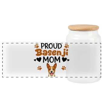 Fière Mère Chien Sans Aboiement, Basenji - Boîte à biscuits avec couvercle en bois - blanc - Devant