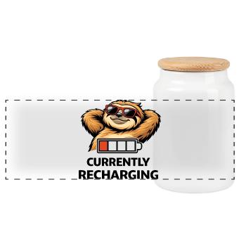 Sloth Chill Battery Tee - Panorama Keksdose mit Holzdeckel - Weiß - Vorne