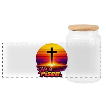 He is risen Sunset retro - Panorama Keksdose mit Holzdeckel - Weiß - Vorne