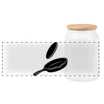 Pancake Flip Skillet Silhouette - Panorama Keksdose mit Holzdeckel - Weiß - Vorne