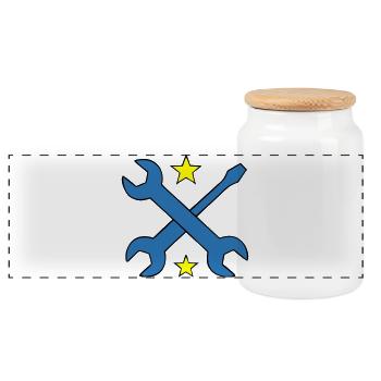 Logo Clé à Enguiche - Boîte à biscuits avec couvercle en bois - blanc - Devant