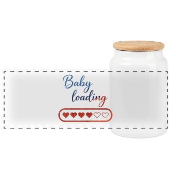 Baby Loading: Heart Countdown - Panoramic Cookie Jar with Wooden Lid - white - Front
