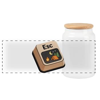 Camp Night Escape Key Art - Panoramic Cookie Jar with Wooden Lid - white - Front