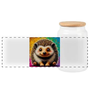hérisson - Boîte à biscuits avec couvercle en bois - blanc - Devant