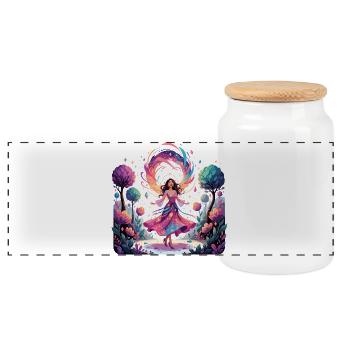 Princesse danseuse de rêves du Monde Magique Coloré - Boîte à biscuits avec couvercle en bois - blanc - Devant