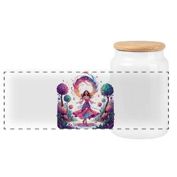Danse colorée de la princesse dans la danseuse enchantée de la forêt - Boîte à biscuits avec couvercle en bois - blanc - Devant