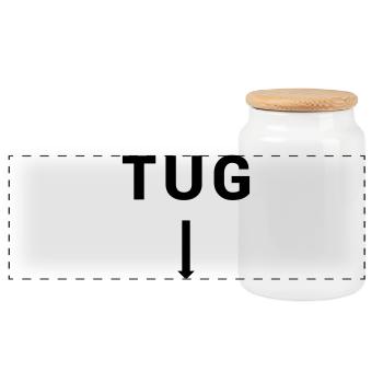 TUG Tugboat - Seafaring Sailing Ship Captain - Panoramic Cookie Jar with Wooden Lid - white - Front