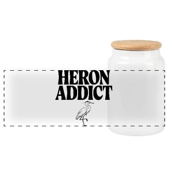 Accro au Héron - Boîte à biscuits avec couvercle en bois - blanc - Devant