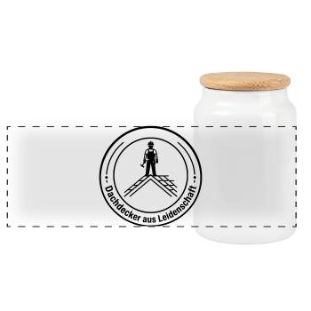 Dachdecker Leidenschaft Badge - Panorama Keksdose mit Holzdeckel - Weiß - Vorne