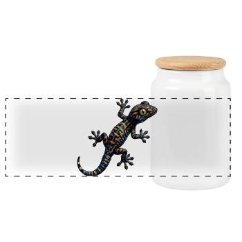 Gecko-Kletterungen - Panorama Keksdose mit Holzdeckel - Weiß - Vorne