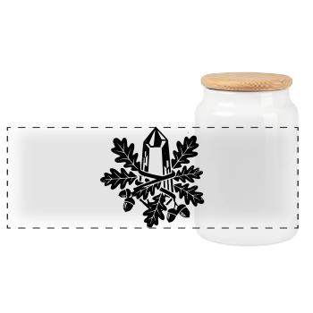 Crystal Oak Leaf Magic Forest - Panoramic Cookie Jar with Wooden Lid - white - Front