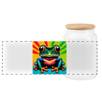 grenouille - Boîte à biscuits avec couvercle en bois - blanc - Devant