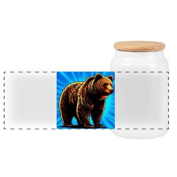 ours - Boîte à biscuits avec couvercle en bois - blanc - Devant
