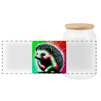 hérisson - Boîte à biscuits avec couvercle en bois - blanc - Devant