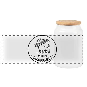 moin spargel dackel hund - Panorama Keksdose mit Holzdeckel - Weiß - Vorne